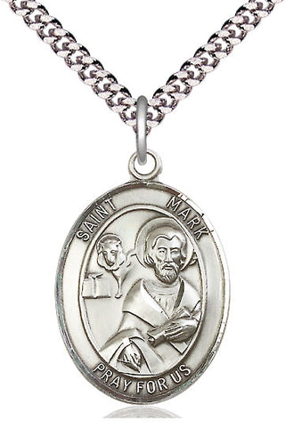 Sterling Silver Saint Mark the Evangelist Medal Catholic Jewelry Engraved Catholic Saint Jewelry