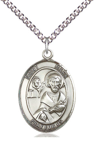 Sterling Silver Saint Mark the Evangelist Medal Catholic Jewelry Engraved Catholic Saint Jewelry