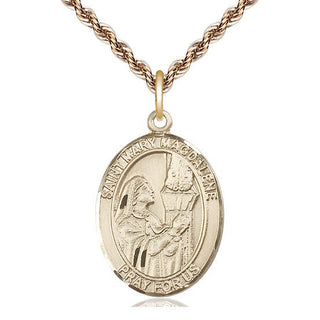 14kt Gold Saint Mary Magdalene Medal Engraved Catholic Saint Jewelry