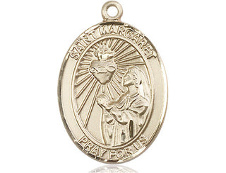 14kt Gold Saint Margaret Mary Alacoque Medal Engraved Catholic Saint Jewelry