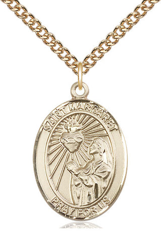14kt Gold Saint Margaret Mary Alacoque Medal Engraved Catholic Saint Jewelry