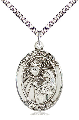 Sterling Silver Saint Margaret Mary Alacoque Medal Catholic Jewelry Engraved Catholic Saint Jewelry