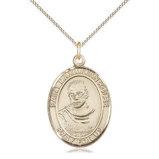 14kt Gold Saint Maximilian Kolbe Medal Engraved Catholic Saint Jewelry