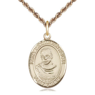 14kt Gold Saint Maximilian Kolbe Medal Engraved Catholic Saint Jewelry