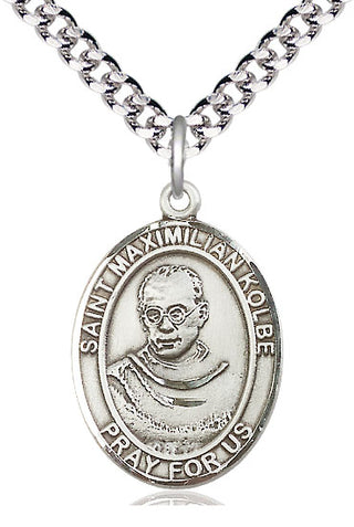 Pewter Saint Maximilian Kolbe Medal Catholic Jewelry Engraved Catholic Saint Jewelry