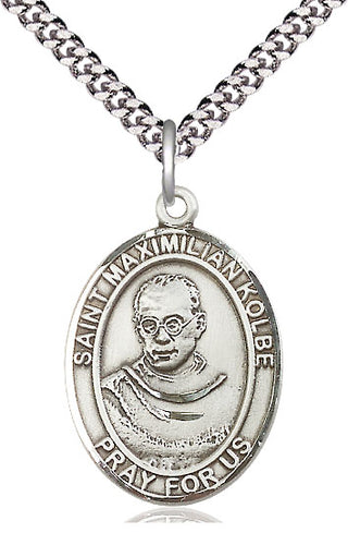 Pewter Saint Maximilian Kolbe Medal Catholic Jewelry Engraved Catholic Saint Jewelry