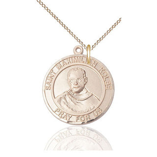 14kt Gold Filled Saint Maximilian Kolbe Medal Catholic Jewelry Engraved Catholic Saint Jewelry