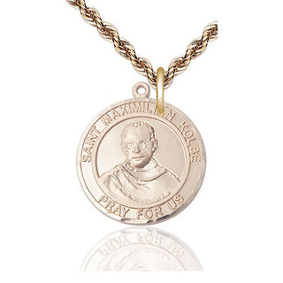 14kt Gold Filled Saint Maximilian Kolbe Medal Catholic Jewelry Engraved Catholic Saint Jewelry