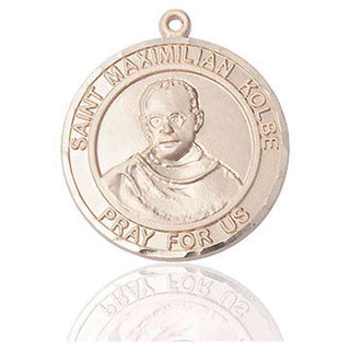 14kt Gold Saint Maximilian Kolbe Medal Engraved Catholic Saint Jewelry