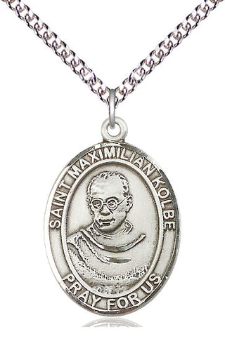 Sterling Silver Saint Maximilian Kolbe Medal Catholic Jewelry Engraved Catholic Saint Jewelry