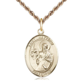 14kt Gold Filled Saint Matthew the Apostle Medal Catholic Jewelry Engraved Catholic Saint Jewelry