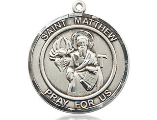 Pewter Saint Matthew the Apostle Medal Engraved Catholic Saint Jewelry