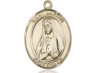 14kt Gold Filled Saint Martha Medal Engraved Catholic Saint Jewelry
