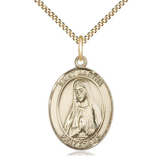 14kt Gold Filled Saint Martha Medal Catholic Jewelry Engraved Catholic Saint Jewelry