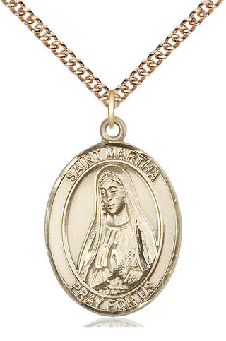 14kt Gold Filled Saint Martha Medal Catholic Jewelry Engraved Catholic Saint Jewelry