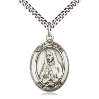Pewter Saint Martha Medal Catholic Jewelry Engraved Catholic Saint Jewelry