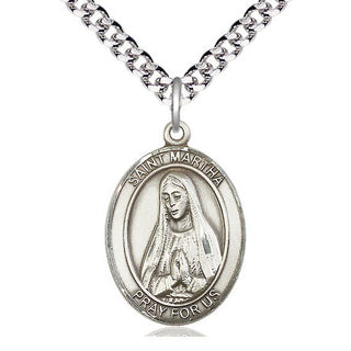 Pewter Saint Martha Medal Catholic Jewelry Engraved Catholic Saint Jewelry