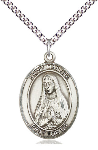 Sterling Silver Saint Martha Medal Catholic Jewelry Engraved Catholic Saint Jewelry