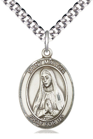 Sterling Silver Saint Martha Medal Catholic Jewelry Engraved Catholic Saint Jewelry