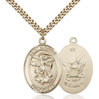 14kt Gold Filled Saint Michael Navy Medal Catholic Jewelry