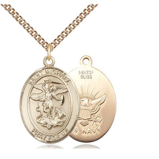 14kt Gold Filled Saint Michael Navy Medal Catholic Jewelry