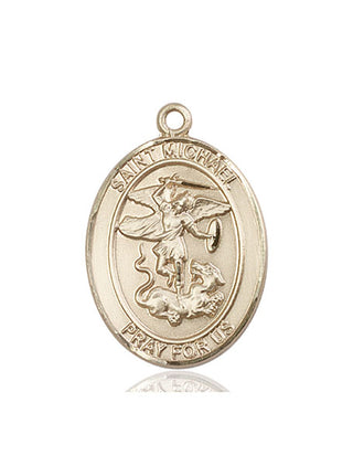 14kt Gold Saint Michael the Archangel Medal Engraved Catholic Saint Jewelry