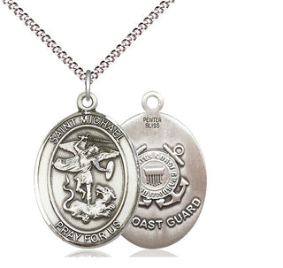 Pewter Saint Michael Coast Guard Medal Catholic Jewelry
