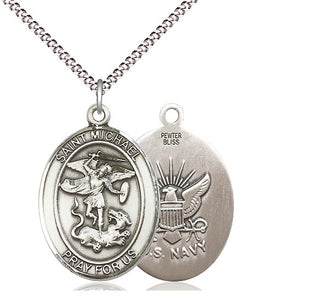 Pewter Saint Michael Navy Medal Catholic Jewelry
