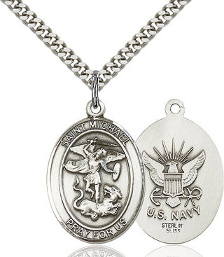 Pewter Saint Michael Navy Medal Catholic Jewelry