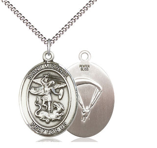Pewter Saint Michael Paratrooper Medal Catholic Jewelry