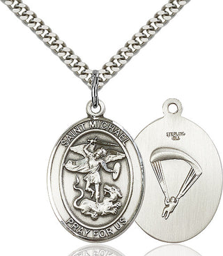 Pewter Saint Michael Paratrooper Medal Catholic Jewelry