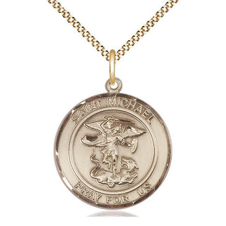 14kt Gold Filled Saint Michael the Archangel Medal Catholic Jewelry Engraved Catholic Saint Jewelry