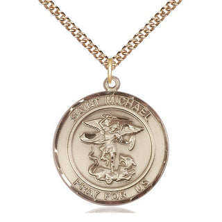 14kt Gold Filled Saint Michael the Archangel Medal Catholic Jewelry Engraved Catholic Saint Jewelry