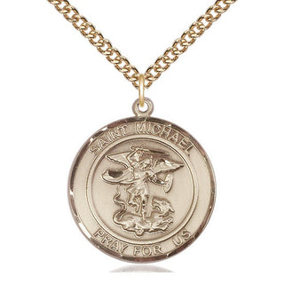 14kt Gold Filled Saint Michael the Archangel Medal Catholic Jewelry Engraved Catholic Saint Jewelry