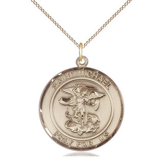 14kt Gold Saint Michael the Archangel Medal Engraved Catholic Saint Jewelry