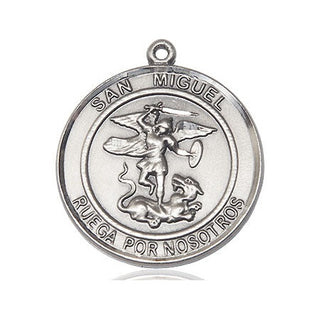 Pewter San Miguel Arcangel Medal Engraved Catholic Saint Jewelry
