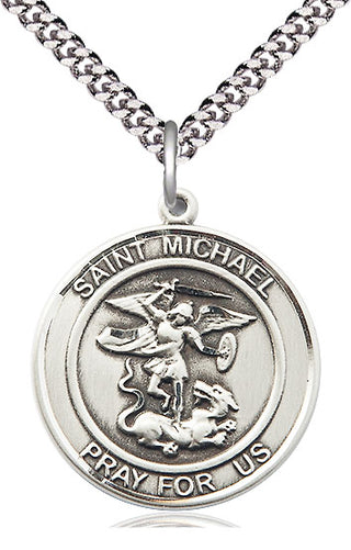 Sterling Silver Saint Michael the Archangel Medal Catholic Jewelry Engraved Catholic Saint Jewelry