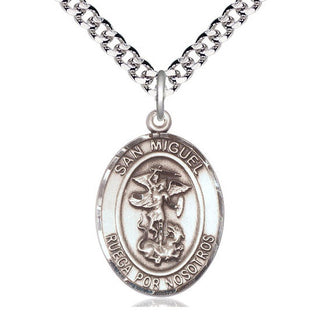 Sterling Silver San Miguel Arcangel Medal Catholic Jewelry Engraved Catholic Saint Jewelry