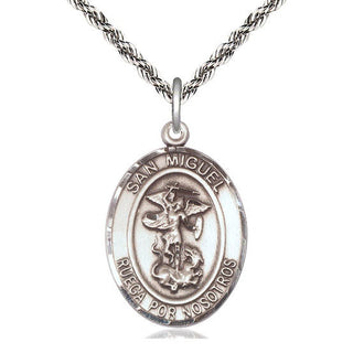 Sterling Silver San Miguel Arcangel Medal Catholic Jewelry Engraved Catholic Saint Jewelry