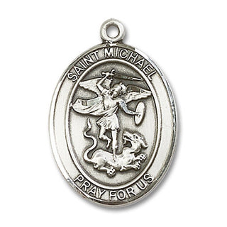 Sterling Silver Saint Michael the Archangel Medal Catholic Jewelry Engraved Catholic Saint Jewelry