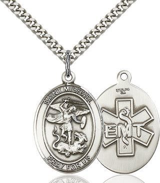 Sterling Silver Saint Michael EMT Medal Catholic Jewelry