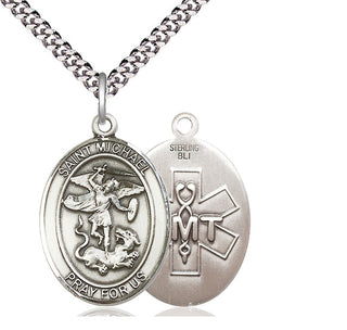 Sterling Silver Saint Michael EMT Medal Catholic Jewelry