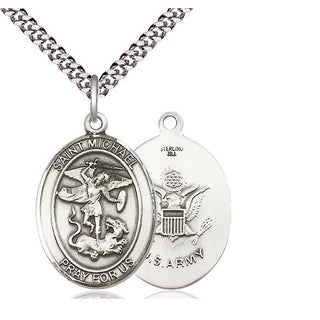 Sterling Silver Saint Michael Army Medal Catholic Jewelry