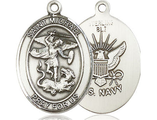 Sterling Silver Saint Michael Navy Medal Catholic Jewelry