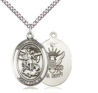 Sterling Silver Saint Michael Navy Medal Catholic Jewelry