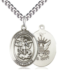 Sterling Silver Saint Michael Navy Medal Catholic Jewelry