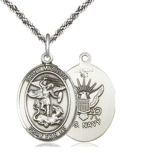 Sterling Silver Saint Michael Navy Medal Catholic Jewelry