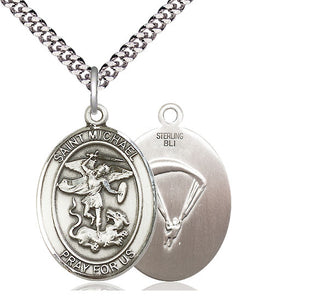 Sterling Silver Saint Michael Paratrooper Medal Catholic Jewelry