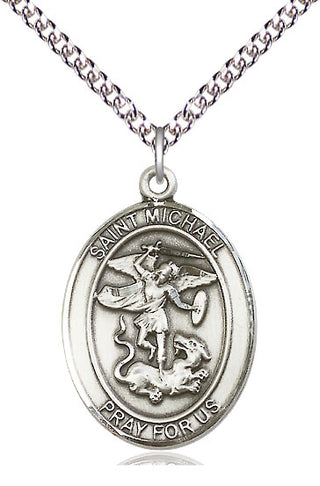 Sterling Silver Saint Michael the Archangel Medal Catholic Jewelry Engraved Catholic Saint Jewelry