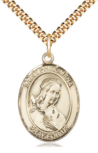14kt Gold Filled Saint Philomena Medal Catholic Jewelry Engraved Catholic Saint Jewelry